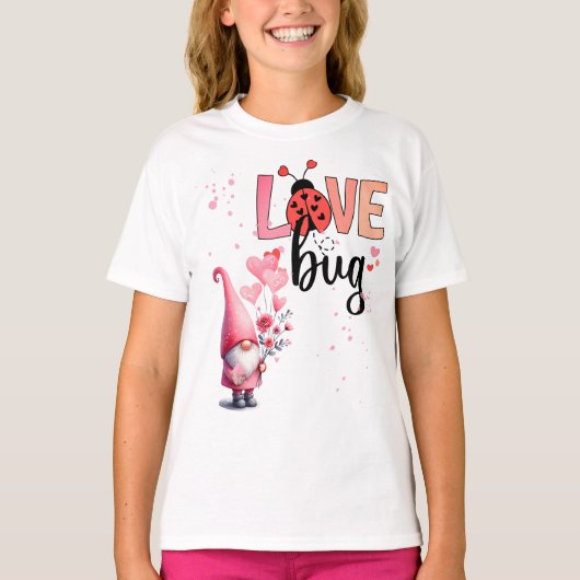 Love Bug -- Gnome, Flowers, Balloons T-shirt (Voorkant)