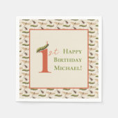 Love Bug Insect Custom Name 1st Birthday Servet (Voorkant)