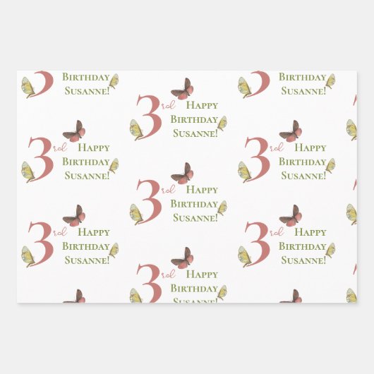 Love Bug  Insect Custom Name Birthday Inpakpapier Vel (Voorkant 3)