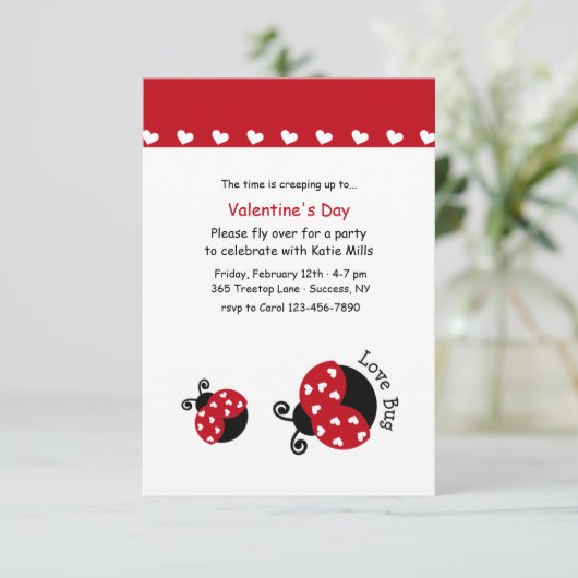 Love Bug Invitation Kaart (Staand voorkant)