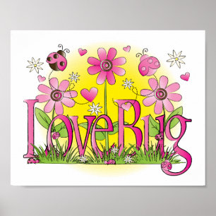 Love Bug Lady Bug Girls Room Art Poster