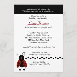 Love Bug Ladybug 5x7 Vrijgezellenfeest Invite Kaart