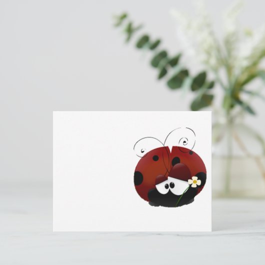 Love Bug Ladybug, Schattigee Cartoon Valentijn's D Feestdagenkaart (Staand voorkant)