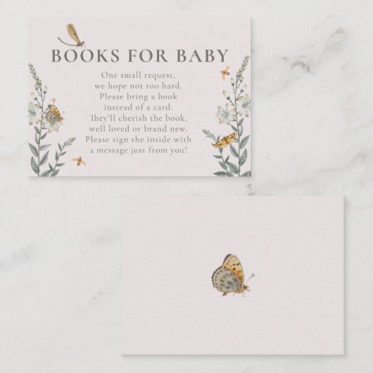 Love Bug Wildflower Books for Baby Shower Informatiekaartje (Voorkant / Achterkant)
