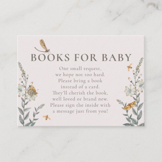 Love Bug Wildflower Books for Baby Shower Informatiekaartje (Voorkant)