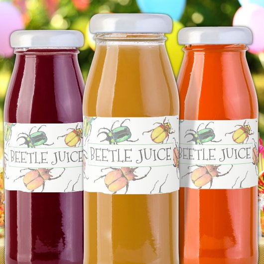 Love Bugs Beetle Juice Party Waterfles Etiket