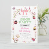 Love bugs birthday party invitation kaart (Staand voorkant)