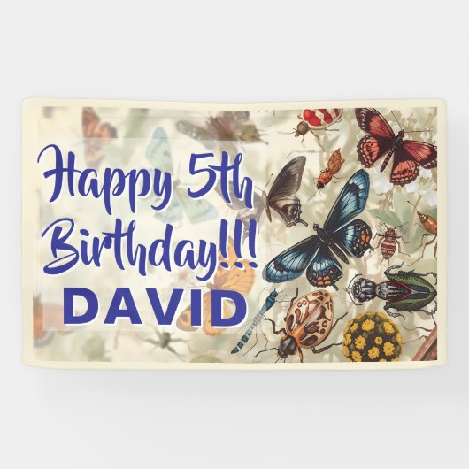 Love Bugs Verjaardagsfeest Insecten Thema Spandoek (Horizontaal)