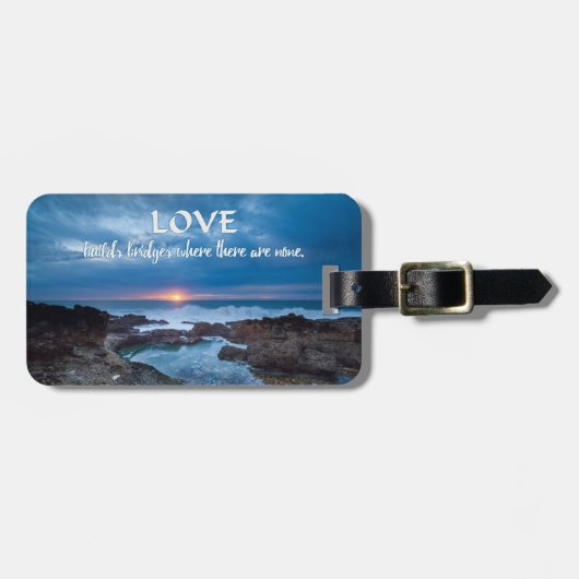Love Build Bridge aangepaste text bagagelabel (Voorkant horizontaal)
