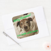 Love Bullet en zijn mens Vierkante Sticker (Envelop)