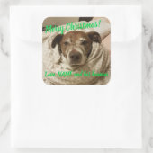 Love Bullet en zijn mens Vierkante Sticker (Tas)