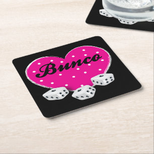 Love Bunco Pink Valentijn Heart Dice Vierkante Kartonnen Onderzetter