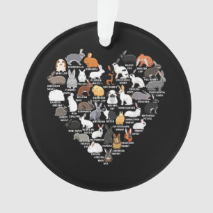 Love Bunnies Funny Rabbit Heart Ornament