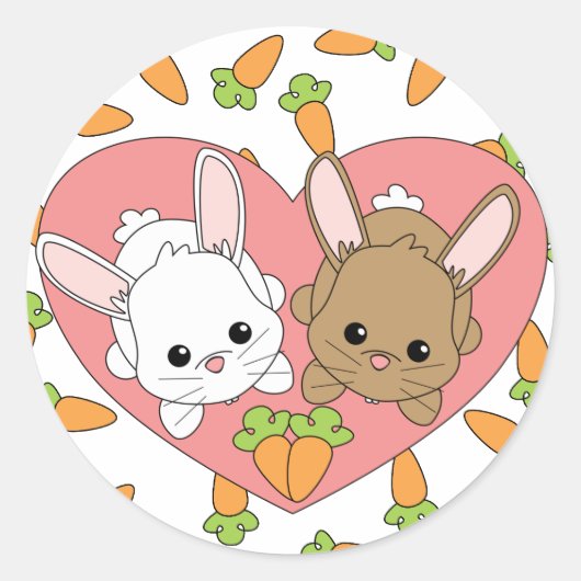 Love Bunnies Ronde Sticker (Voorkant)