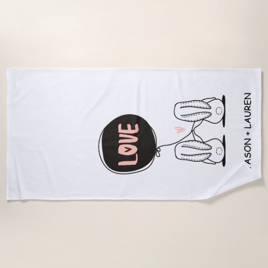 Love Bunnies | Serviette de plage Monogram (Devant)