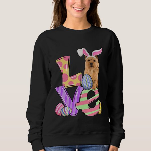 LOVE Bunny Norwich Terrier Dog Easter Eggs Easter Trui (Voorkant)
