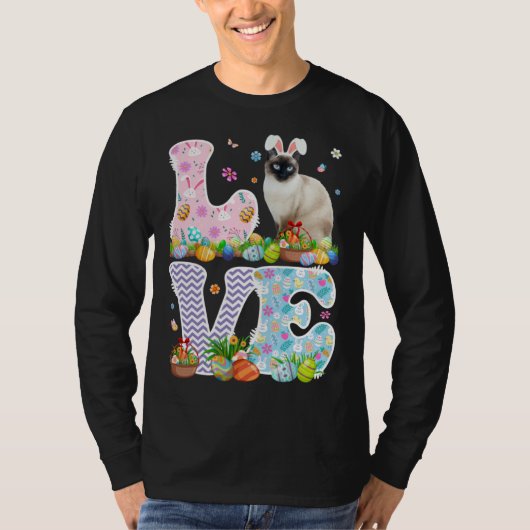 Love Bunny Siamese Cat & Easter Egg Basket Easter T-shirt (Voorkant)