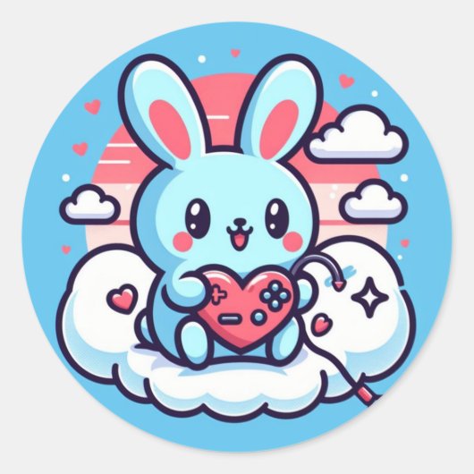 Love Bunny valentijnsdag Ronde Sticker (Voorkant)