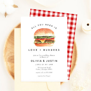 Love + Burgers Picnic BBQ Wedding Shower Kaart