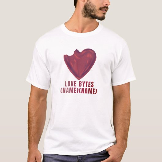 Love Bytes gepersonaliseerd T-shirt (Voorkant)