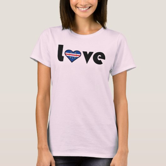 Love Cabo Verde Flag Hart T-shirt (Voorkant)
