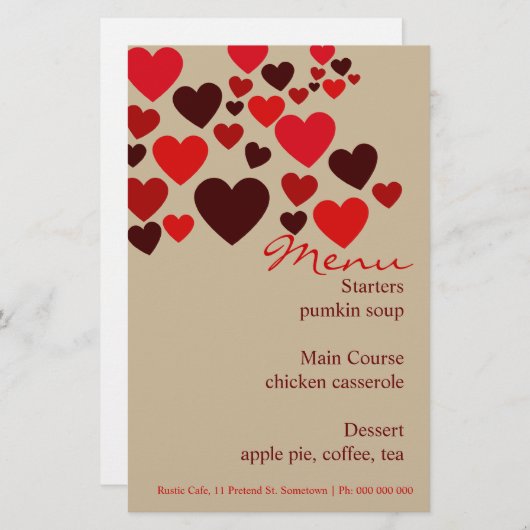 Love Cafe Menu Mariage Papeterie (Devant / Derrière)