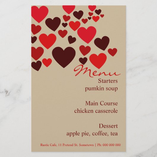 Love Cafe Wedding Menu Stationery (Voorkant)