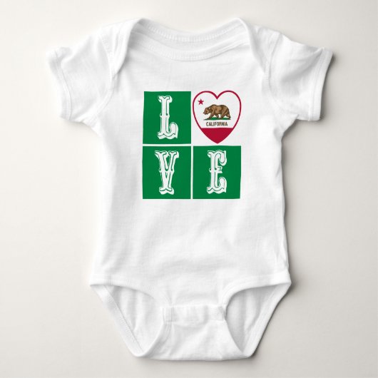 Love California State Flag Heart Pride Romper (Voorkant)