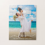 Love Calligraphie Mariage Photo<br><div class="desc">Élégante calligraphie Script Amour Mariage Photo Jigsaw Puzzle</div>