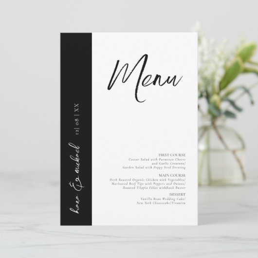 Love Calligraphy Mariage Menu B&W ID940 (Debout devant)