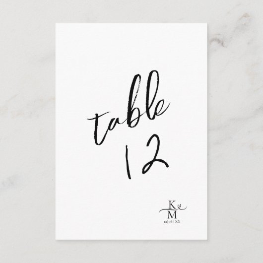 Love Calligraphy Numéro de table Black B&W ID940 (Dos)