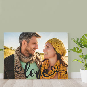 Love Calligraphy Overlay Aangepaste Foto Canvas Afdruk