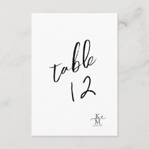 Love Calligraphy Table Number Black B&W ID940 Kaart