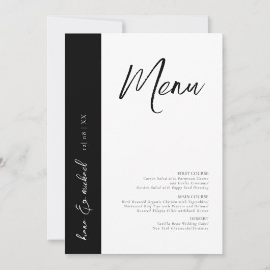 Love Calligraphy Wedding Menu B&W ID940 (Voorkant)