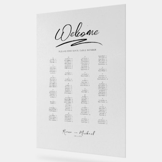 Love Calligraphy Welcome Seating Chart B&W ID940 (Angle)