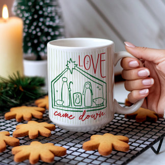 Love Came Down Hand Drawn Manger CHRISTmas Photo Koffiemok