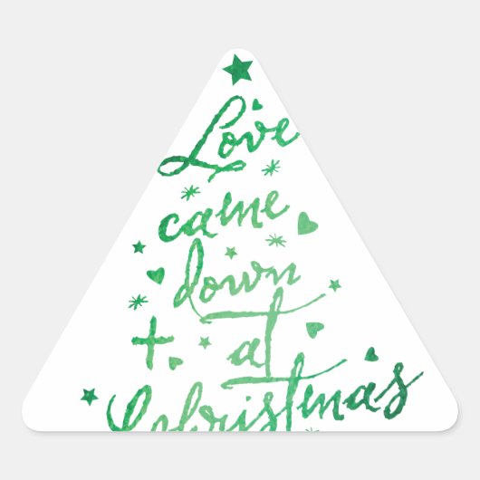 Love Came Down Kerstboom Envelope Seal Driehoek Sticker (Voorkant)