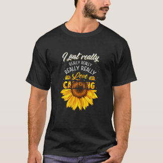 Love Camping Camper Hiking Beauful Flower Sunflo T-shirt