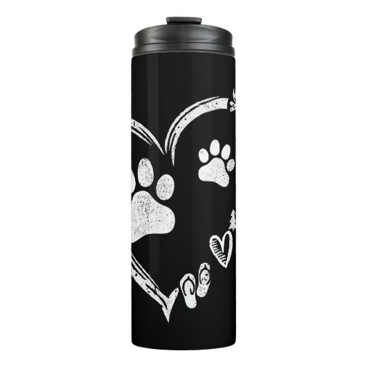 Love Camping Dog Paw Print Heart Teenslippers Koff Thermosbeker (Voorkant)