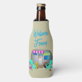 Love Camping Gezegde Silver Travel Trailer Flesjeskoeler (Fles Voorkant)