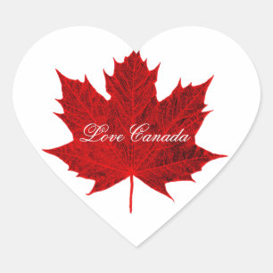 Love Canada-Red Canadian Maple Leaf Hart Sticker