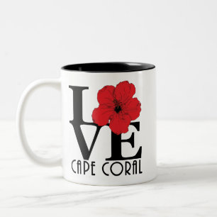 LOVE Cape Coral 11oz Red Hibiscus Tweekleurige Koffiemok