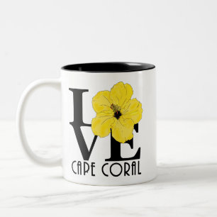 LOVE Cape Coral Yellow Hibiscus 11oz Tweekleurige Koffiemok
