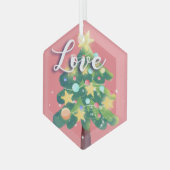 Love Capture Carton kerstboom Roze Metal Orn Glas Ornament (Voorkant links)