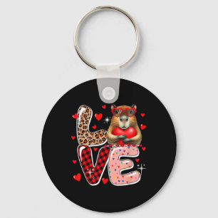 Love Capyra Zonnige Hartjes Valentijnsdag Kinderen Sleutelhanger