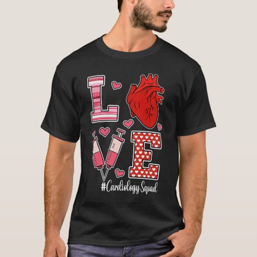 Love Cardiology Cardioloog Cardiac Nurse Valenti T-shirt (Voorkant)