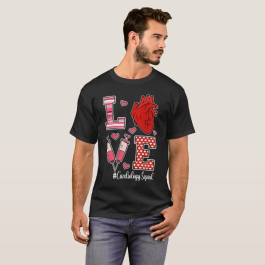 Love Cardiology Cardioloog Cardiac Nurse Valenti T-shirt (Voorkant volledig)