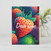 Love carte fraise pour les amoureux (Debout devant)