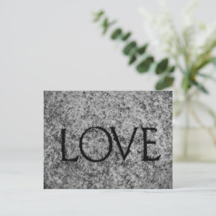 "Love" Carved Stone in Black and White Briefkaart