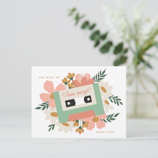 Love Cassette Valentijn Briefkaart (Staand voorkant)